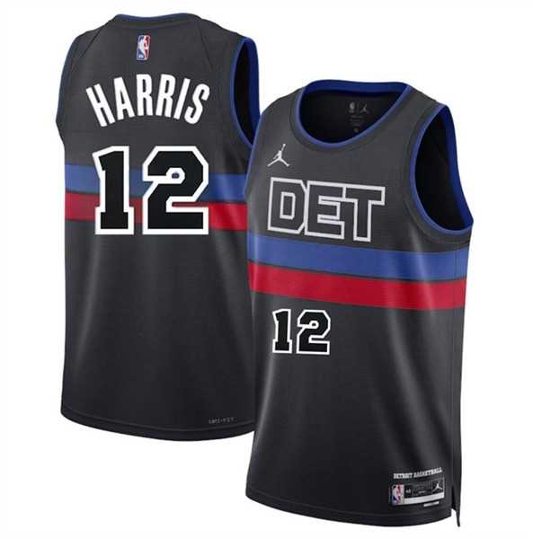 Men%27s Detroit Pistons #12 Tobias Harris Black 2024 Statement Edition Stitched Basketball Jersey Dzhi->detroit pistons->NBA Jersey